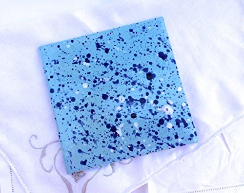 Ceramic Tile Trivet, Blue Spatter Paint, Blue Tile Trivet, Spatterware Tile, Blue Ceramic Tile, Abstract Painted Tile, Blue and White Tile