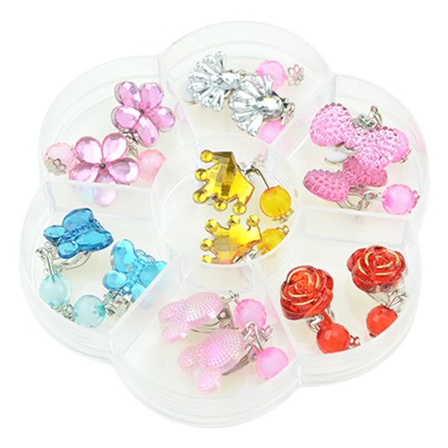 Baby Kids Little Girl Play Clip-on Earrings,Pretend Play Dress Up Accessories Toy Jewelry Clip-on Earrings (Shiny Style)