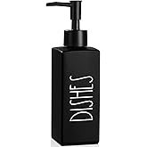RACOBOT Dish Soap Dispenser, Matte Black Soap Dispenser for Kitchen, Glass Dishes Dispenser with Pump, Farmhouse Liquid Soap Bottle Dispenser, Refillable Soap Bottle for Kitchen Decor, 12.3fl oz