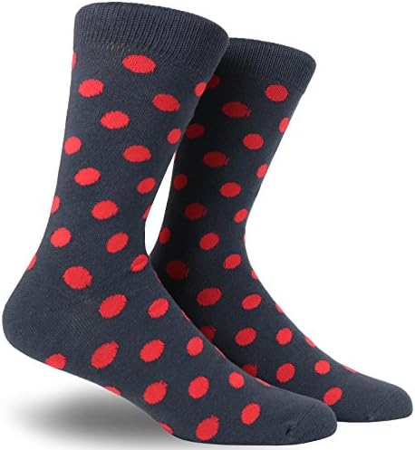 Men's Cotton Dress Socks Colorful Funny Solid Striped and Dots Patterned for Casual Size 10 to 13