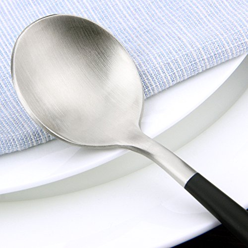 image for AOOSY Flatware Black Matte, Luxury 20 Pieces 18/10 Stainless Steel Ste