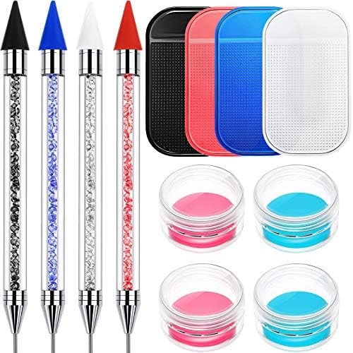 12 Pieces Diamond Painting Tools Include 4 Diamond Painting Pens Self-Stick Drill Pens, 4 Sticky Anti-Slip Mats, 4 Clay for 5D Diamond Painting DIY Crafts and Manicure (Red, Blue, Black, White) 12 Pieces Diamond Painting Tools Include 4 Diamond Painting Pens Self-Stick Drill Pens, 4 Sticky Anti-Slip Mats, 4 Clay for 5D Diamond Painting DIY Crafts and Manicure (Red, Blue, Black, White)