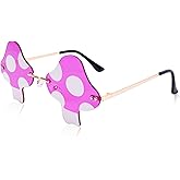 Klfoho Rimless Mushroom Shape Sunglasses for Women Men Party Halloween Christmas Cosplay Glasses Prom Accessories