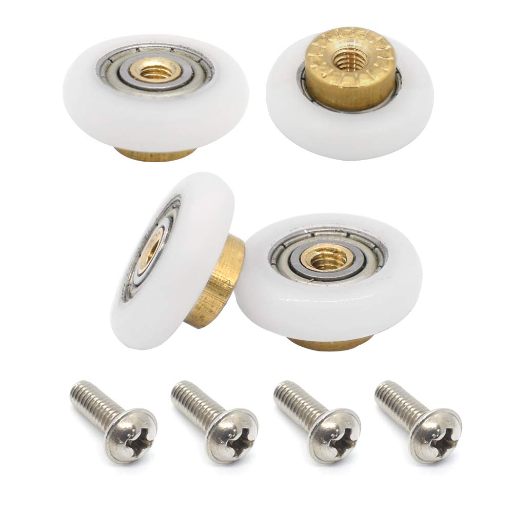 Photo 1 of 4PCS Shower Door Rollers Runners Wheels Replacement Part Bathroom Glass Door Runner Sliding Shower Door Roller Wheel,19MM