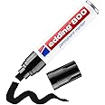 edding 800 permanent marker - black - 1 pen - chisel nib 4-12 mm - for bold markings - waterproof, quick-drying, smear-proof pens - for cardboard, plastic, wood, metal, glass and fabric