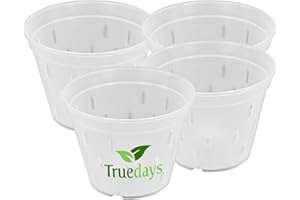 TRUEDAYS Clear Orchid Pots with Holes Plastic Flower Planter 5.5 inch 4 Pack