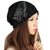 Black Friday Wensltd Womens Winter Hat Lace Butterfly Beanie Skullies (Black)