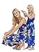 Matching Hawaiian Luau Mother Daughter Butterfly Dress in Hibiscus Blue M-4