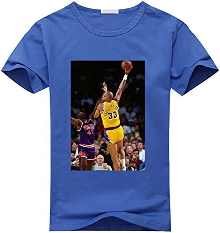 Youcshi Men's Stylish Kareem Abdul-Jabbar Cotton T shirts for Men Large Blue