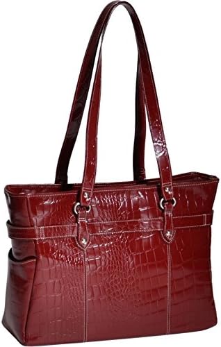 Siamod SERRA Leather Ladies' 15" Laptop Tote, Womens Computer Briefcase in Red