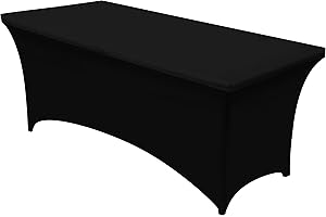 Utopia Kitchen Spandex Tablecloth 1 Pack [8FT, Black] 200 GSM Tight, Fitted, Washable and Wrinkle Resistant Stretch Rectangular Patio Table Cover for Event, Wedding & Banquet [96Lx30Wx30H Inch]