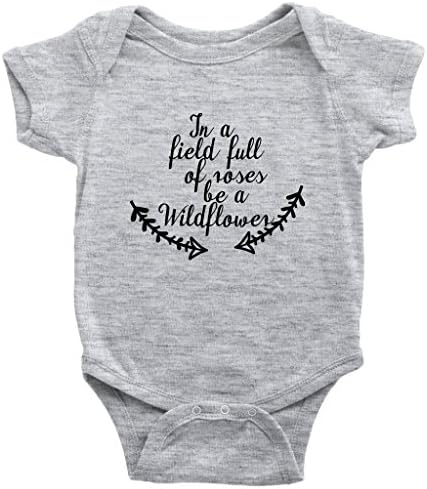 Teehub in A Field Full of Roses Be A Wildflower Onesie Cute Babies Baby Bodysuit (Heather Grey, 18M)