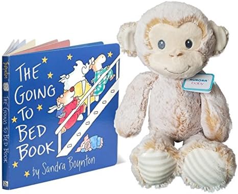 Aurora Cuddler Monkey Marlow Plush with The Going to Bed Board Book Gift Bundle for Babies and Toddlers