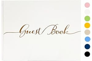 BGHEOUYV Wedding Guest Book Polaroid Guest Book for Wedding and Baby Shower, 100 Pages Blank and Lined Bridal Shower Guest Book, Photo Guest Book Includes Clear Photo Corners Self Adhesive (White)