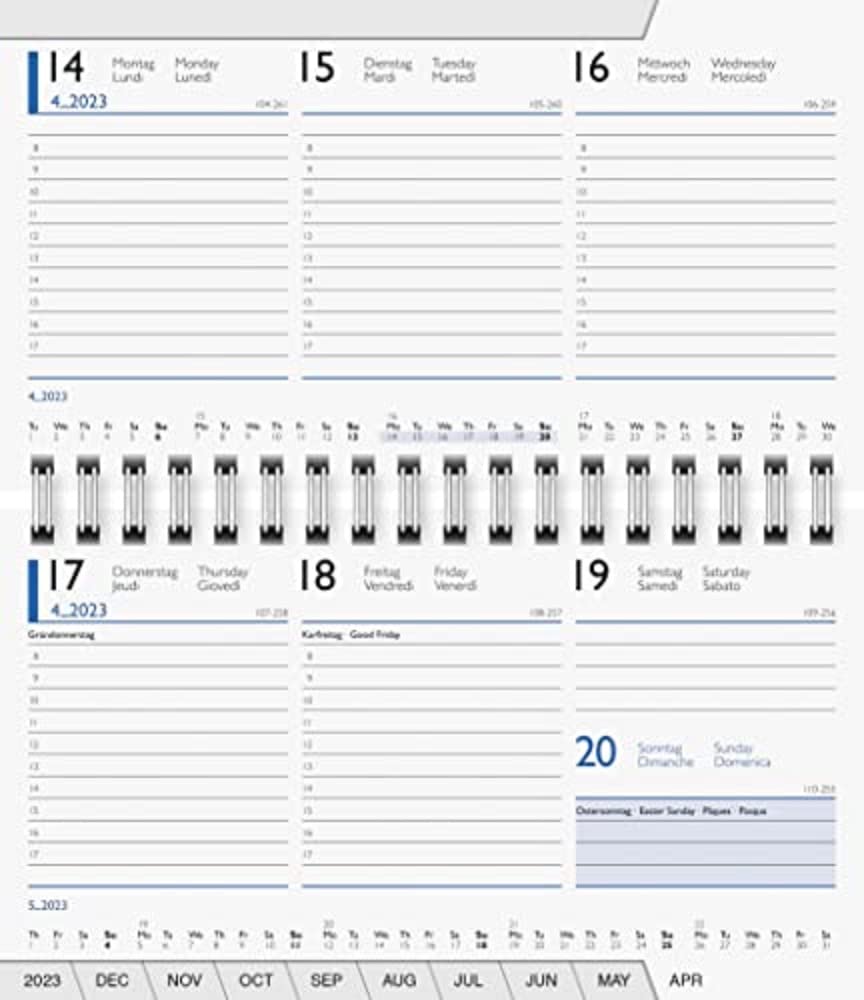 BRUNNEN Weekly Replacement Calendar Model 755 2023 Sheet Size 8.7 x 15.3 cm White