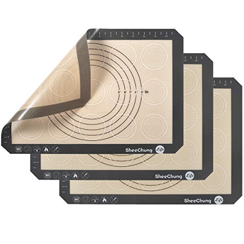 Non-slip Silicone Pastry Mat Multipurpose Baking Mat with Measurements for Macaron Mat,Cookie Oven Liner,Counter Mat,Dough Rolling Mat,Fondant/Pie/Pizza Crust Mat - Upgrade, 3 Pack - Thumbnail 6