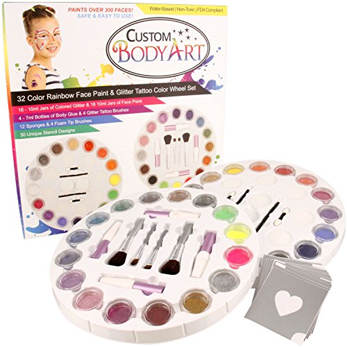 Buy Custom Body Art 16 Color Rainbow Wheel Glitter Tattoo Set & 16