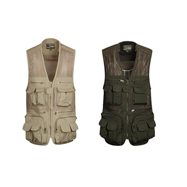 Mens-Multi-Pocket-Zip-Mesh-Vest-Hunting-Fly-Fishing-Jacket-Outdoor-Travel-Photo-Director-Quick-Dry-Waistcoat-KhakiArmy-Green-L-XXXXL Mens-Multi-Pocket-Zip-Mesh-Vest-Hunting-Fly-Fishing-Jacket-Outdoor-Travel-Photo-Director-Quick-Dry-Waistcoat-KhakiArmy-Green-L-XXXXL