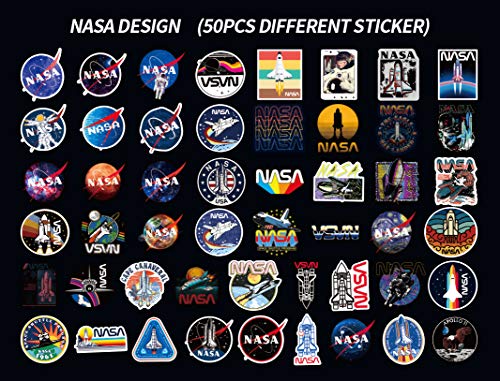 51TIXniOD4L 50 Pcs NASA Stickers Space Explorer Decals for Water Bottle Hydro Flask Laptop Luggage Car Bike Bicycle Waterproof Vinyl Universe Astronaut Stickers Pack - Image 6