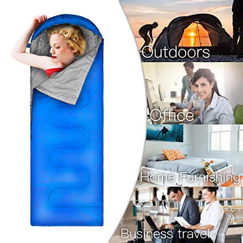 ECOOPRO Sleeping Bag 60F/15C– Single Envelope Lightweight Portable Waterproof&Compact with Compression Sack- Outdoor Camping, Backpacking&Hiking -Great for 4 Season Sleeping Bag Blue