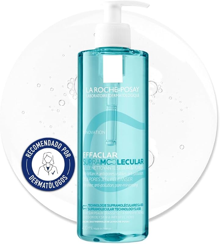 LRP Effaclar Gel de Limpeza Supramolecular de Sebo e Poros para peles oleosas e propensas a poros visíveis. Com tecnologia molecular avançada, que combina ácido salicílico e niacinamida.