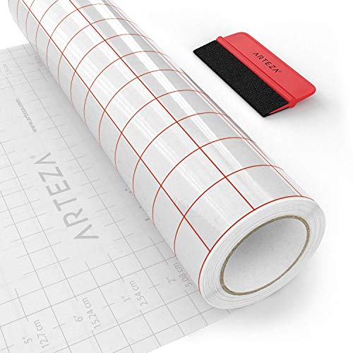 ARTEZA Ultra Clear Transfer Tape Paper with Grid & Squeegee, 12 Inch