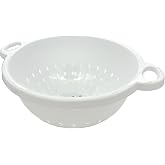Rocky Mountain Goods White Plastic Colander Bowl with Handle - Deep 5 QT Strainer for Kitchen Vegetables, Pastas, Fruit - BPA Free - Dishwasher Safe