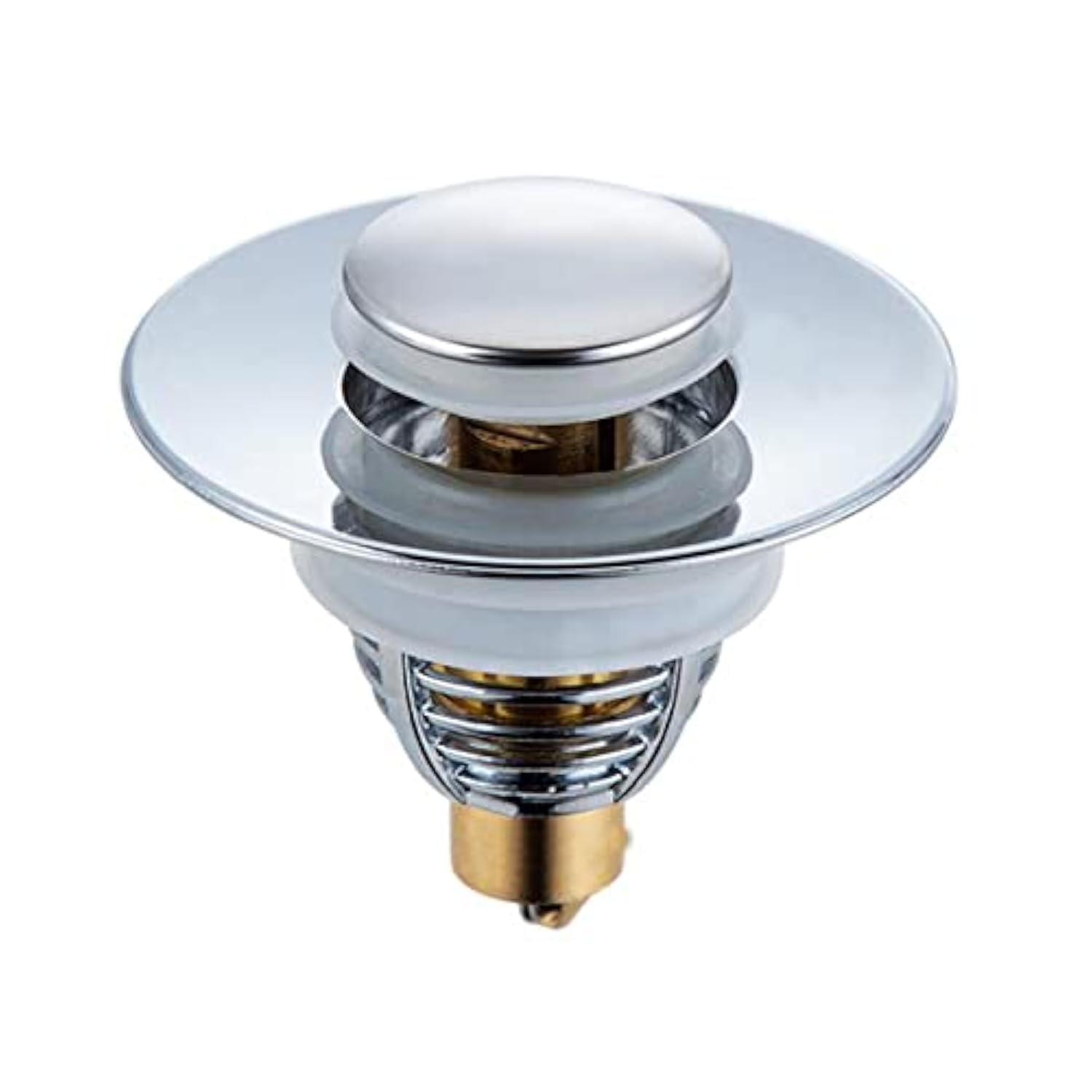 Hsthe Sea Brass Universal Pop-up Drain Plug with Bounce Core, Bathtub Basin Plug Strainer with Basket Hair Collector, Bathroom Push-In Sink Strainer No Overflow, 32-41mm