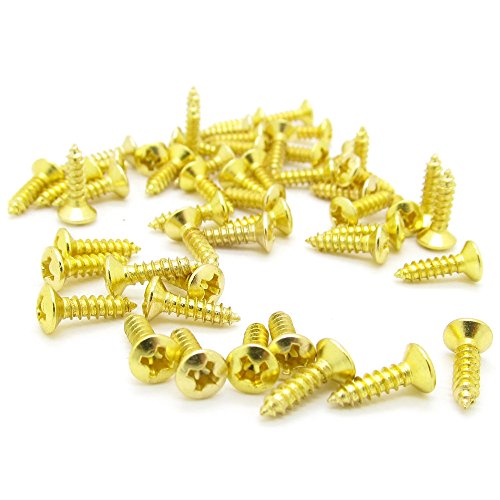 Guitar Bass Pickguard Screws Cover Plate Jack Mounting Screws for Strat Tele TL LP Guitar Golden Pack of 100 - Thumbnail 3