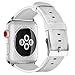 Compatible with Apple Watch Band, BELONGME 42mm 44mm Watch Band Genuine Leather Strap Stainless Metal Buckle Compatible Apple Watch Series 4(44mm),Series 3, 2, 1(42mm) Sport & Edition- White
