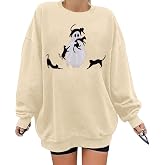 Halloween Spooky Season Sweatshirt Women Black Cat Ghost Sweatshirts | Oversized Ghost Sweater Fall Embroidered Pullover Top Long Sleeve Crewneck Shirts Cute Vintage Graphic Tees