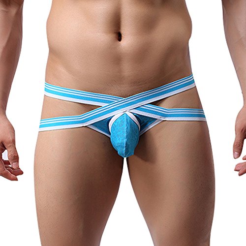 YiZYiF Men's Smooth Mesh X-String G-String Thin Open Back Bulge Pouch Underwear