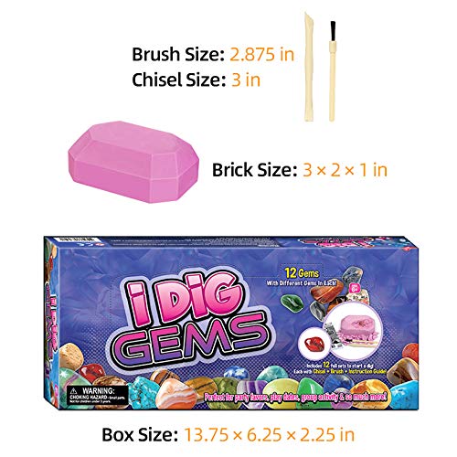 KARAZZO 12 Gemstone Dig Kits,Fairie Gemstone Excavation Science Dig Kit Archaeological Excavation Educational Toys for Kids Over 6+ Years