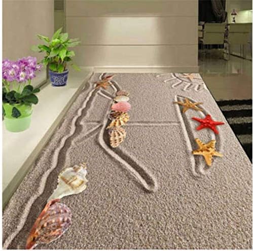 Sykdybz 3D Custom Wall Sticker Sea Star Shell Lying Sand Bathroom Flooring Painting Photo Wallpaper for Walls 3D,355x225cm