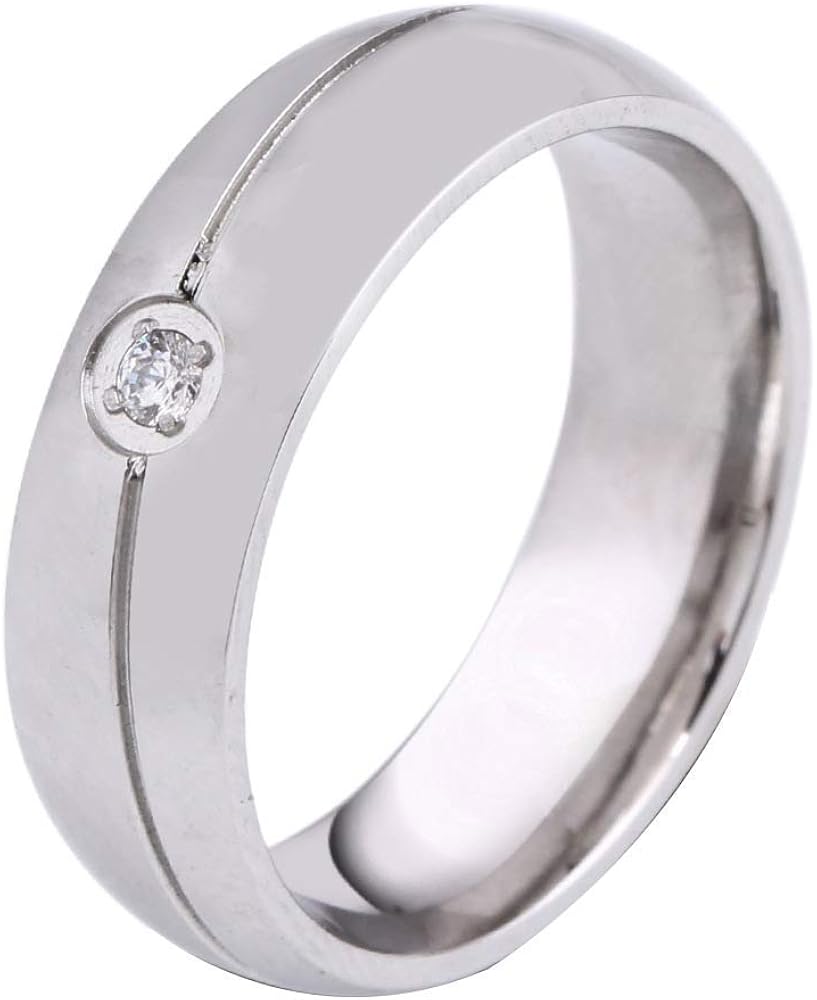 Onefeart Titanium Ring for Women Girls Round Cubic Zirconia Fashion