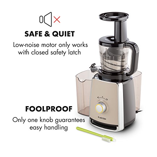 KLARSTEIN Sweetheart Slow Masticating Juicer Extractor • Fruit & Vegetable Cold Press Juicer
