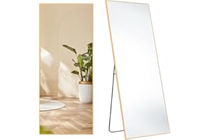 15.7"x59"Rectangle Floor Body Mirror Full Length Mirror with Stand Metal Thin Frame, Standing Hanging or Leaning Rectangle Fl