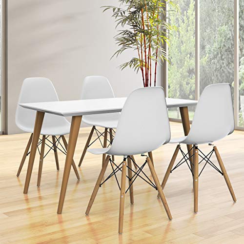 Giantex Dining Chairs Set of 4 White, Pre Assembled Mid Century Modern