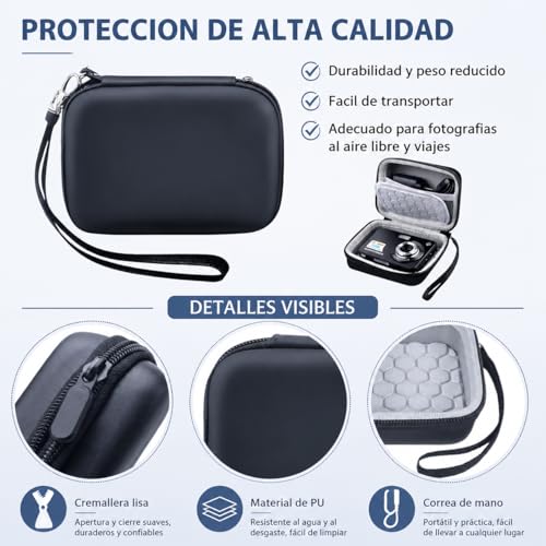 Funda para Cámara Digital,para Canon G7x Mark Iii/Ii/Sx740/Kodak Pixpro FZ/Sony DSCW800,Impermeable y rígido para Camara Fotografica, Bolsillo de Malla para Cables,Protectora portátil