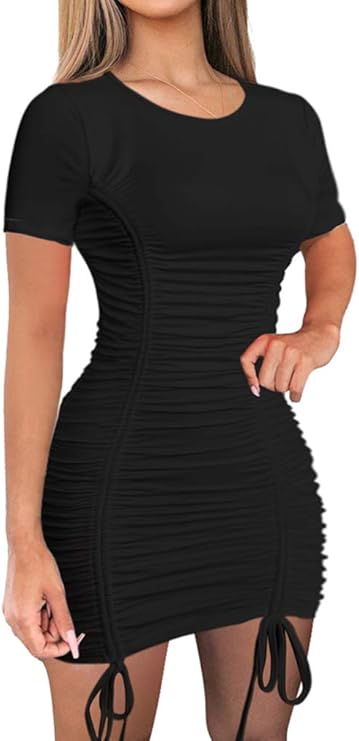 drawstring bodycon dress