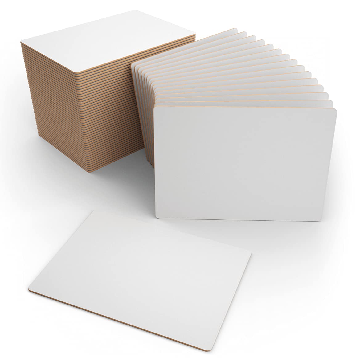 Show-me Rigid Plain Double-Sided Boards, Extra Durable and Made with MDF – A4 Size for Drywipe and Whiteboard Pens – Classroom Set Ideal for Schools and Education (Pack of 60)