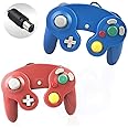 Gamecube Controller, Reiso 2 Pack Classic NGC Wired Controller for Wii Gamecube(Red and Blue)