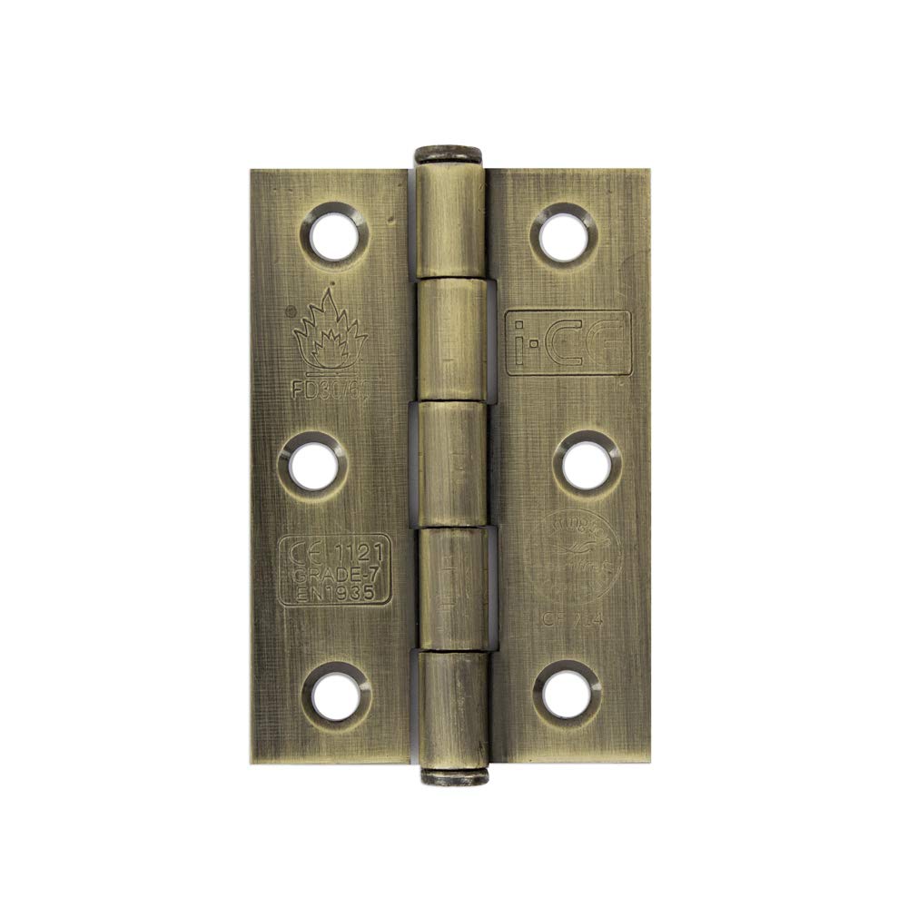 Lunn Hardware CE7 Antique Brass ButtonTip Steel Butt Hinge