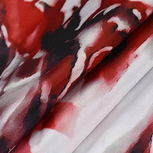 Plus Size Dress for Women Floral Printed Long Evening Party Prom Gown Formal Dress (XXL, Red) - Thumbnail 3