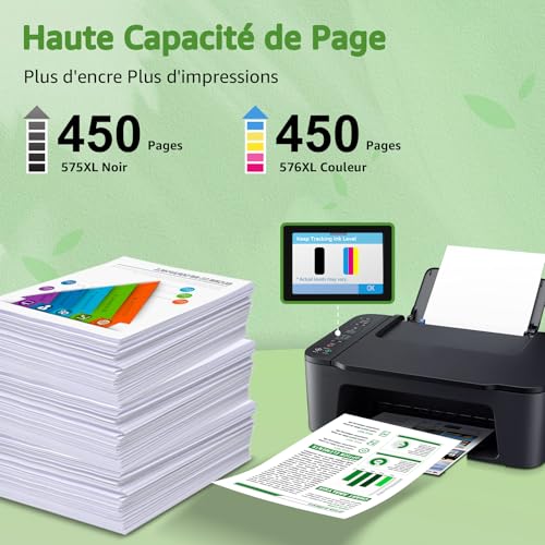 GREENSKY PG-575XL CL-576XL Cartouches d'encre Remplacement Pour canon 575 et 576 575XL 576XL Noir et Couleur Pour Canon PIXMA TR4755i TR4756i TS3750i TS3550i TS3551i TR4750i TR4751i TS3751i TS3752i