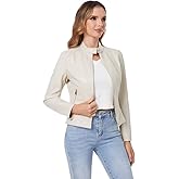 DIASHINY Faux Leather Jacket For Women, Zip Up Moto Biker Coat, Short PU Motorcycle Outwear