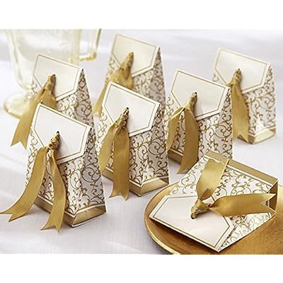 Gold Ribbon Wedding Favor Boxes