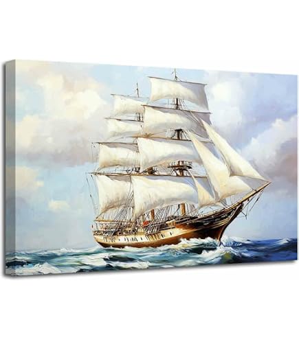 Amazon.com: Abstract Boat Canvas Painting Sailing Ship Poster