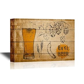 Glass of Beer on Vintage Wood Style Background