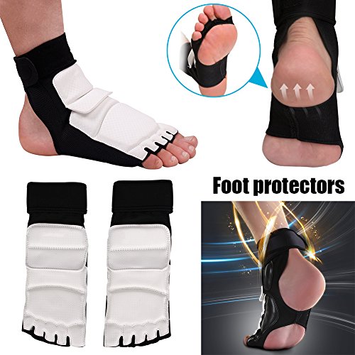 Luerme Taekwondo Foot Protector Protective Gear Professional Boxing Fitness Martial Arts Fight Boxing Punch Bag Sparring Training MMA UFC Thi Leather for Men Women Kids S-2XL (S) - Thumbnail 3